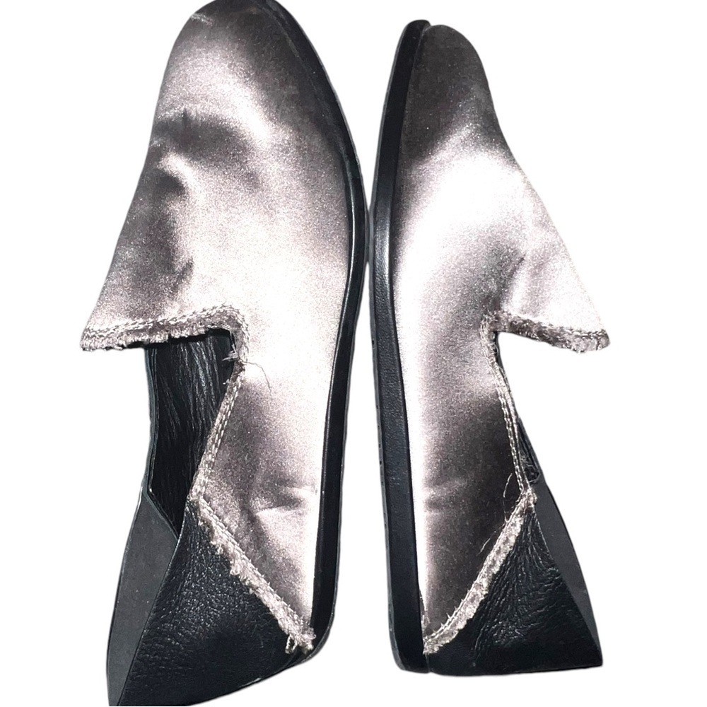 ▶️ Pedro Garcia Espana ◀️ Gray Silk Satan Raw Edge Slip On Flats 37.5 - Picture 6 of 16